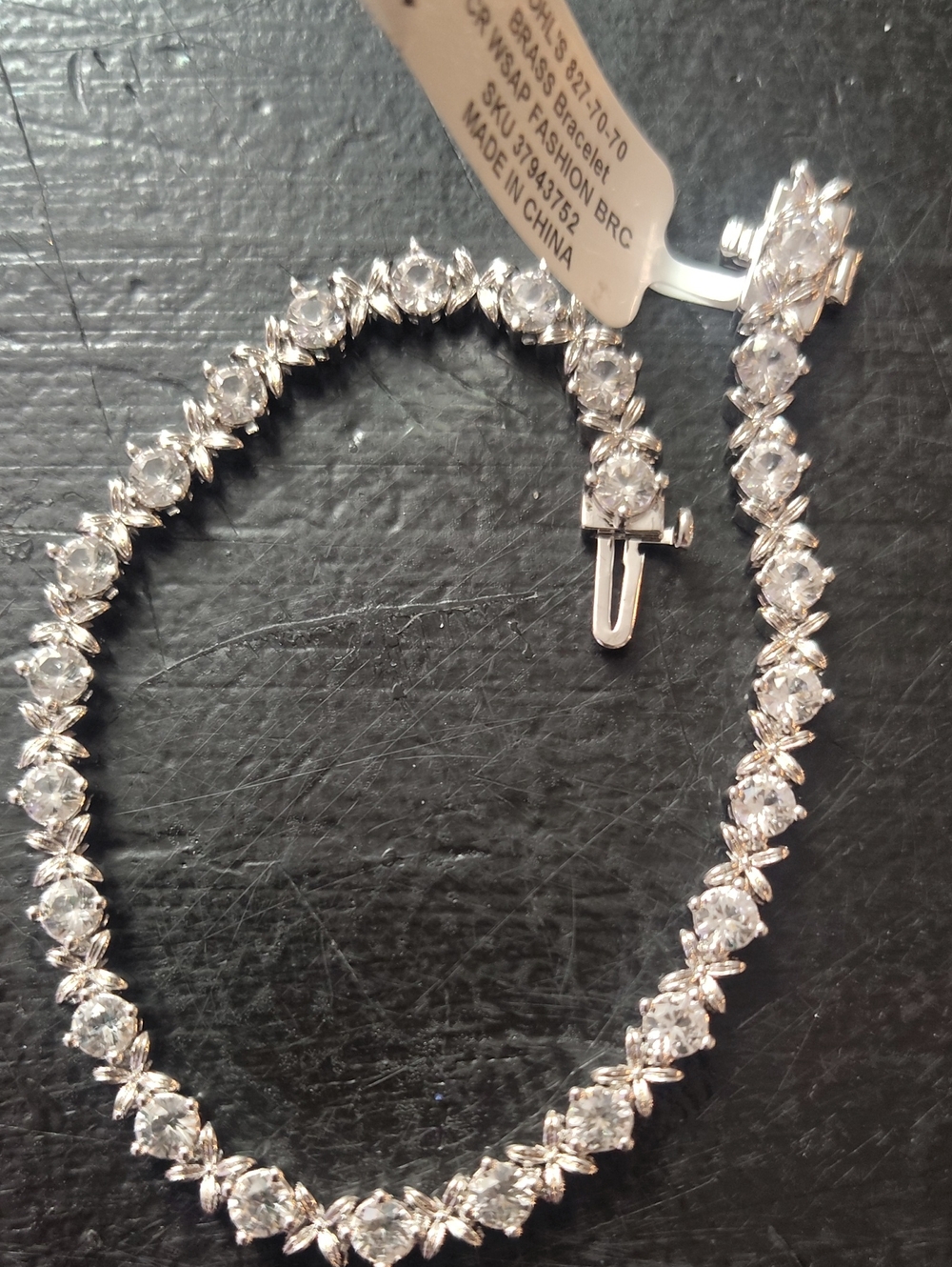 Kohl's Silver Clear Crystal Brass Tennis Bracelet